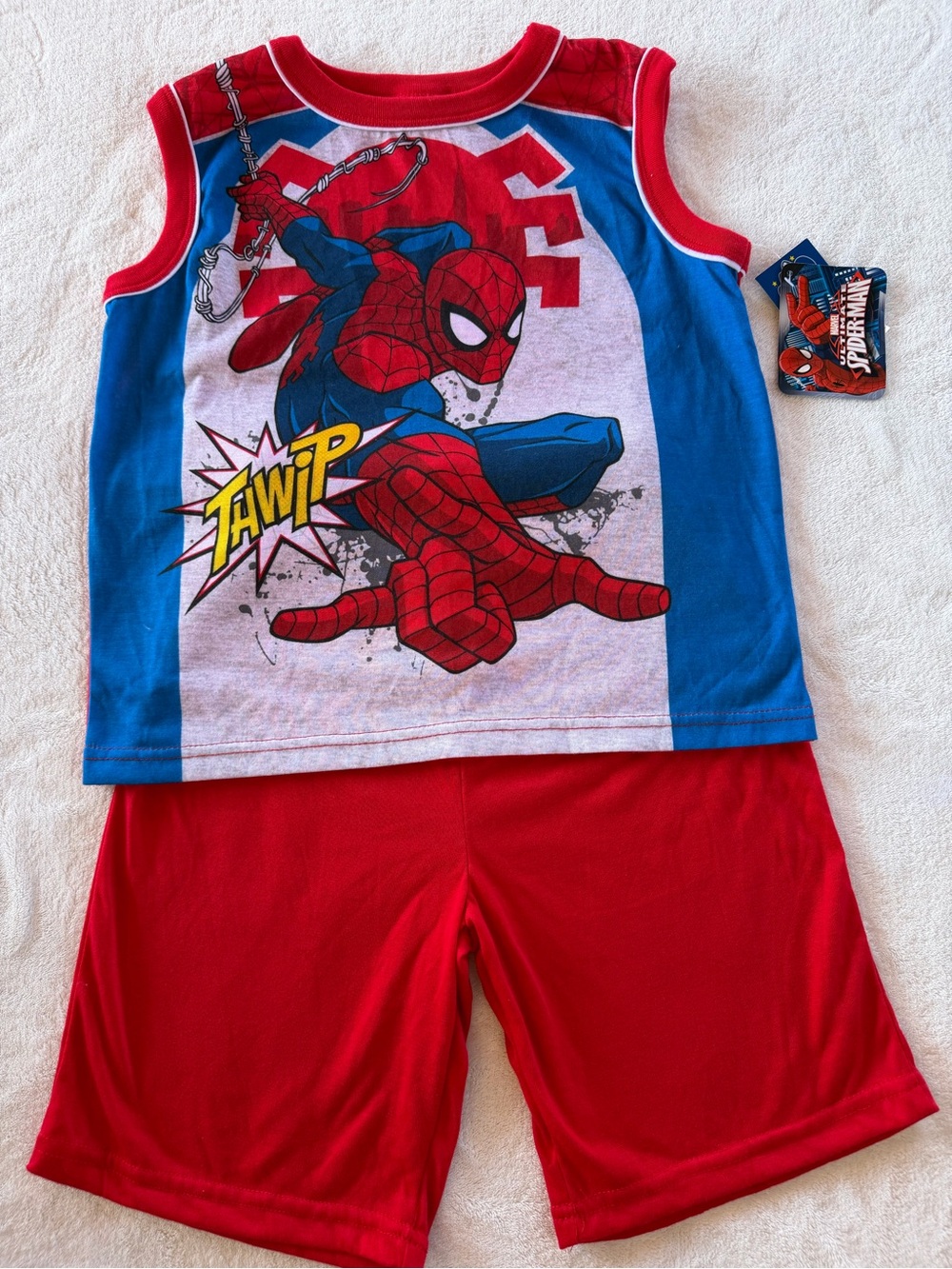 Marvel Spider-Man Red & Blue Boys Tank Top and Shorts Set Size 8